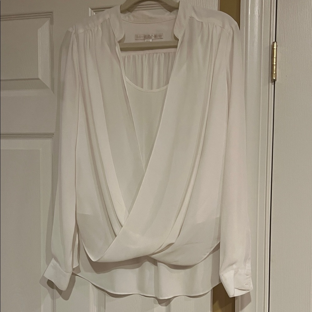 Boston Proper Cream Draped Blouse